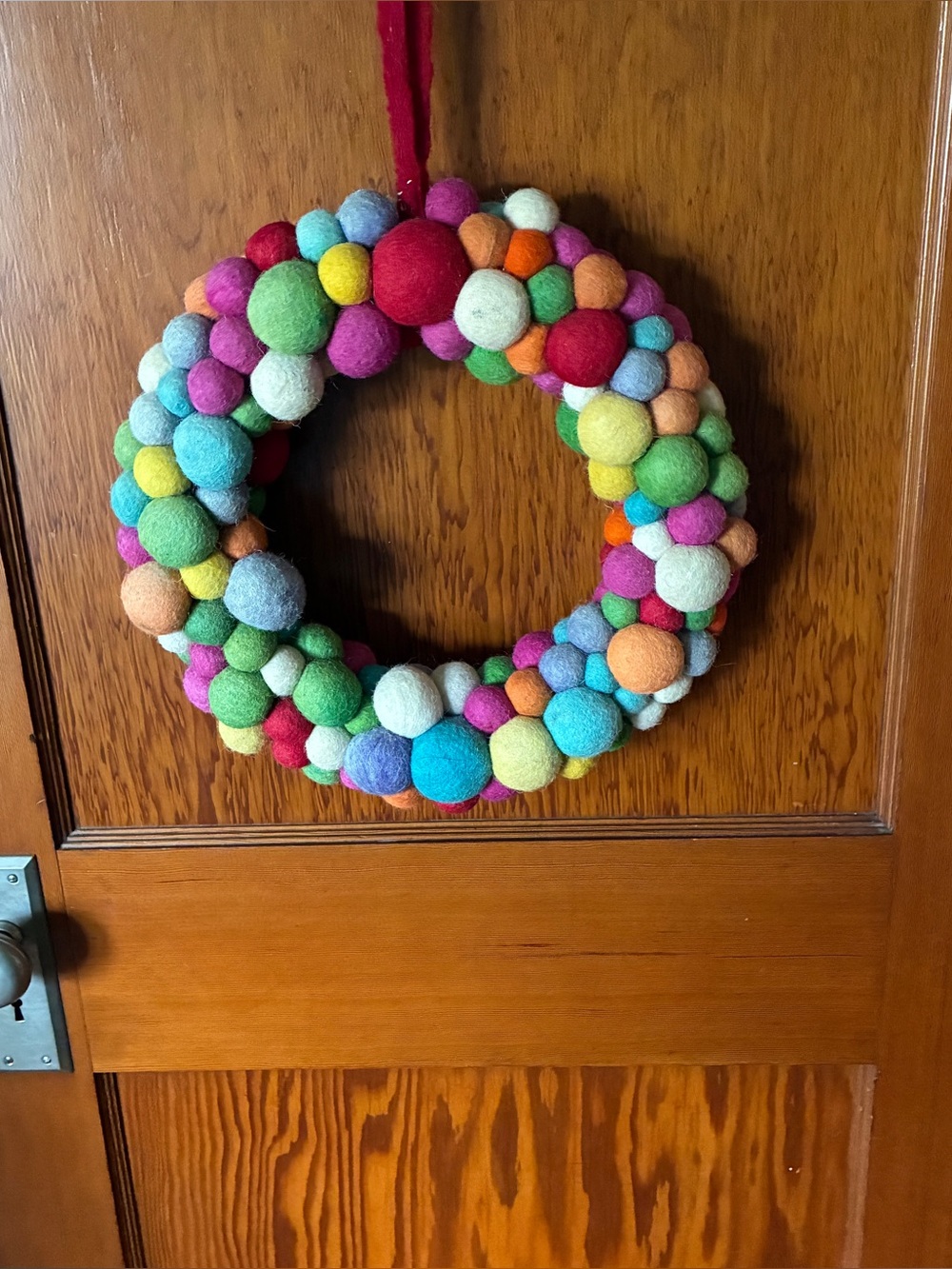 Multicolor Felt Ball Door Wreath